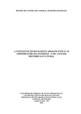 A CONSTITUI&Ccedil;&Atilde;O DO SUJEITO ADOLESCENTE E AS