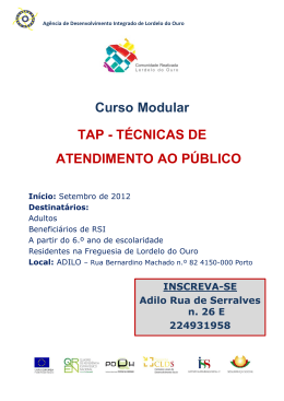 Curso Modular TAP - T&Eacute;CNICAS DE ATENDIMENTO AO