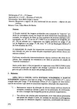 Delibera&ccedil;&atilde;o nl? 19 - l? C&acirc;mara Aprovada em 15.4.85