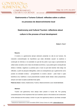 Gastronomia e Turismo Cultural: reflex&otilde;es sobre a cultura