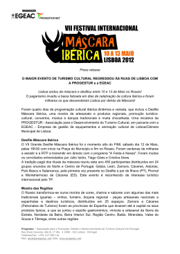 Press release O MAIOR EVENTO DE TURISMO CULTURAL