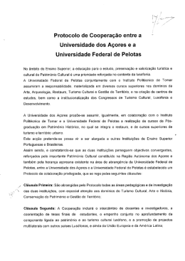 Protocolo de Cooperação entre a Universidade dos Açores e a