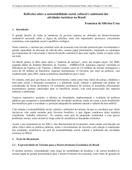 Reflex&otilde;es sobre a sustentabilidade social, cultural e ambiental do