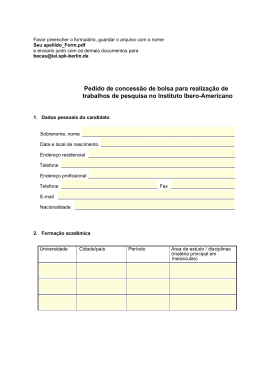 formulário de candidatura - Ibero