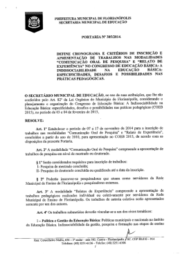portaria nº305/2014 – define cronograma de inscrição e