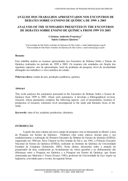 An&aacute;lise dos trabalhos apresentados nos Encontros de Debates