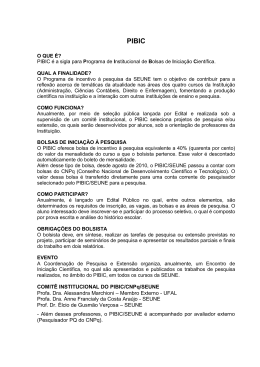 COMITÊ INSTITUCIONAL DO PIBIC/CNPq/SEUNE Profa. Dra