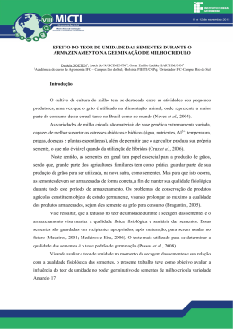 EFEITO DO TEOR DE UMIDADE DAS SEMENTES