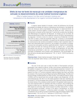 Efeito do teor de farelo de maracuj&aacute; e da umidade e