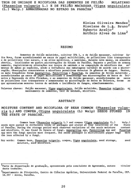 TEOR DE UMIDADE E MICOFLORA DAS SEMENTES