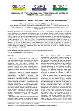 INFLU&Ecirc;NCIA DO TEOR DE UMIDADE NAS PROPRIEDADES
