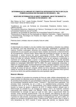 DETERMINAÇAO DA UMIDADE DE COMPOTAS
