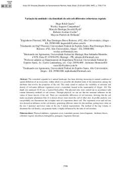 Varia&ccedil;&atilde;o da umidade e da densidade do solo sob diferentes