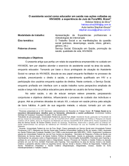1 O assistente social como educador em sa&uacute;de nas a&ccedil;&otilde;es voltadas