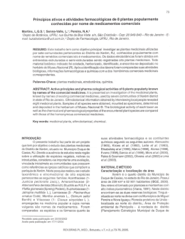 Princ&iacute;pios ativos e atividades farmacol&oacute;gicas de 8 plantas