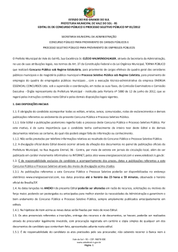 EDITAL 01 DE CONCURSO P&Uacute;BLICO E PROCESSO SELETIVO