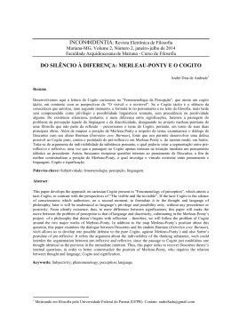 do sil&ecirc;ncio &agrave; diferen&ccedil;a: merleau-ponty e o cogito