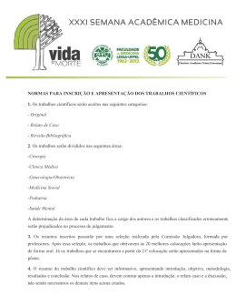NORMAS PARA INSCRI&Ccedil;&Atilde;O E APRESENTA&Ccedil;&Atilde;O DOS