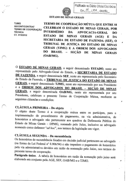 ESTADO DE NAS GERAIS - Tribunal de Justiça de Minas Gerais