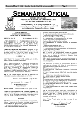 Seman&aacute;rio Oficial N&ordm; 2.432 - Prefeitura Municipal de Campina Grande
