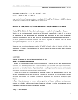 normas de cria&ccedil;&atilde;o e elei&ccedil;&otilde;es dos n&uacute;cleos da sec&ccedil;&atilde;o regional do
