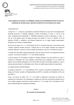 Regulamento para a eleição do primeiro Conselho de Representantes