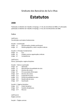 Estatutos - Sindicato dos Banc&aacute;rios do Sul e Ilhas