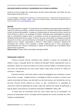 EDUCA&Ccedil;&Atilde;O INFANTIL EM PAUTA VALORIZANDO AS