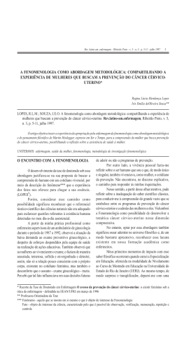 a fenomenologia como abordagem metodol&oacute;gica