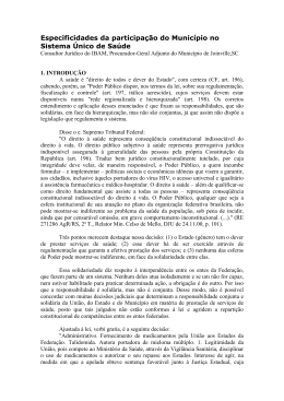 Especificidades da participa&ccedil;&atilde;o do Munic&iacute;pio no Sistema