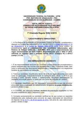 1&ordf; Chamada Regular SiSU 2/2015 - Pr&oacute;-Reitoria de Gradua&ccedil;&atilde;o