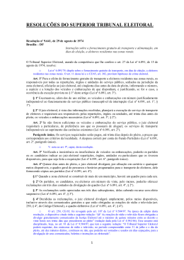 RESOLUÇÕES DO SUPERIOR TRIBUNAL ELEITORAL