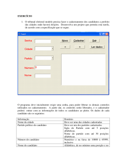 EXERCÍCIO 1. O tribunal eleitoral modelo precisa fazer o