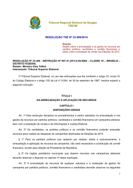Tribunal Regional Eleitoral de Sergipe TRE/SE RESOLUÇÃO TSE