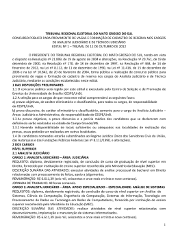 Edital - CESPE / UnB - Universidade de Bras&iacute;lia