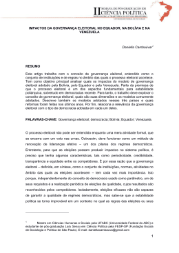 IMPACTOS DA GOVERNAN&Ccedil;A ELEITORAL NO EQUADOR, NA