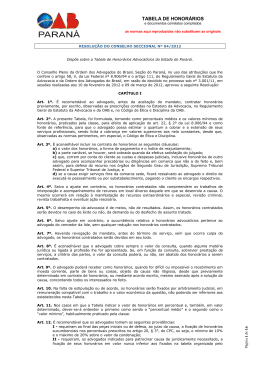 TABELA DE HONORÁRIOS - Ordem dos Advogados do Brasil