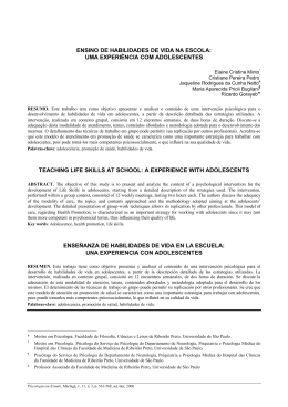 ENSINO DE HABILIDADES DE VIDA NA ESCOLA: UMA