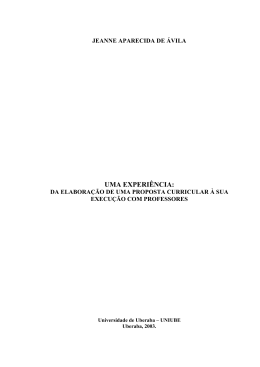 A tecitura de uma Experi&ecirc;ncia na elabora&ccedil;&atilde;o de uma