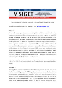 Eventos e pr&aacute;ticas de letramento: recortes de uma experi&ecirc;ncia na