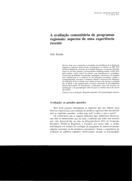 A avaliação comunitária de programas regionais: aspectos de uma