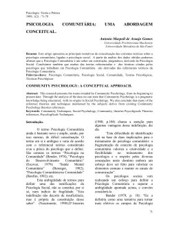 psicologia comunit&aacute;ria: uma abordagem conceitual.