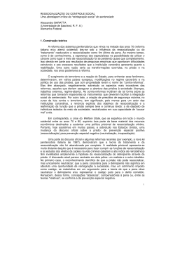 RESSOCIALIZA&Ccedil;&Atilde;O OU CONTROLE SOCIAL Uma abordagem