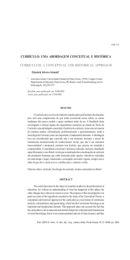 curr&iacute;culo: uma abordagem conceitual e hist&oacute;rica curriculum