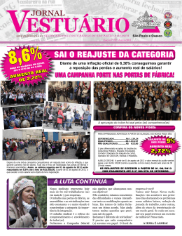 sai o reajuste da categoria - Sindicato das Costureiras de S&atilde;o Paulo