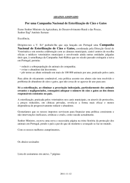 Por uma Campanha Nacional de Esteriliza&ccedil;&atilde;o de C&atilde;es e Gatos