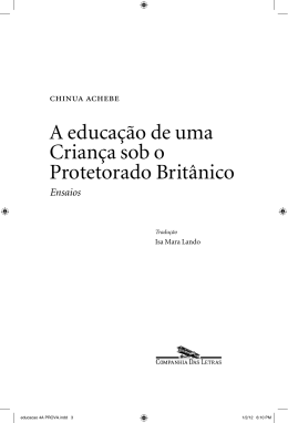 A educa&ccedil;&atilde;o de uma Crian&ccedil;a sob o Protetorado Brit&acirc;nico