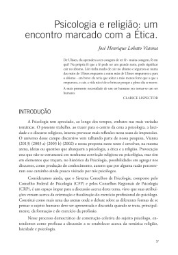 Psicologia e religi&atilde;o: um encontro marcado com a &Eacute;tica.