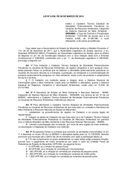 LEI Nº 9.558, DE 06 DE MARÇO DE 2012 Institui o