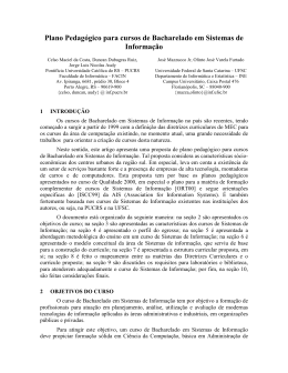 Plano Pedag&oacute;gico para cursos de Bacharelado em Sistemas de